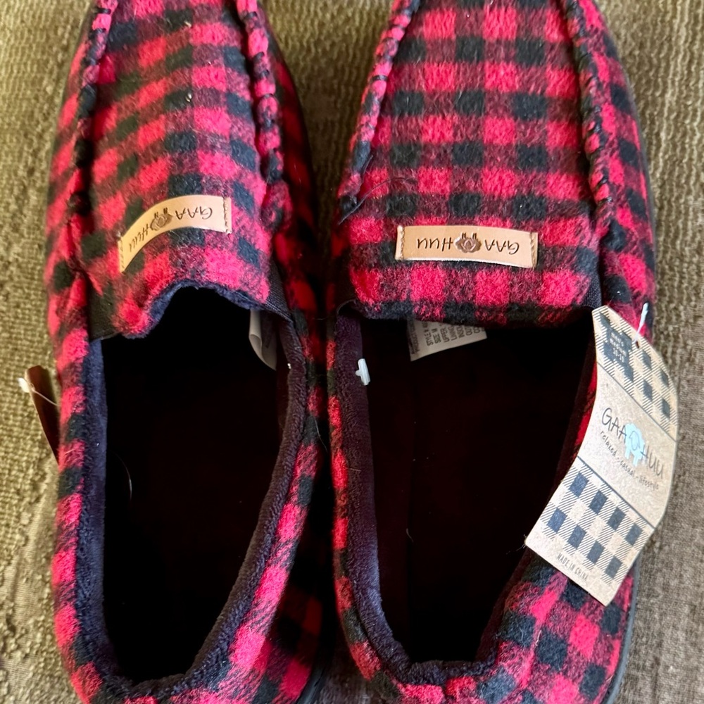 Cozy Red and Black Plaid Slippers